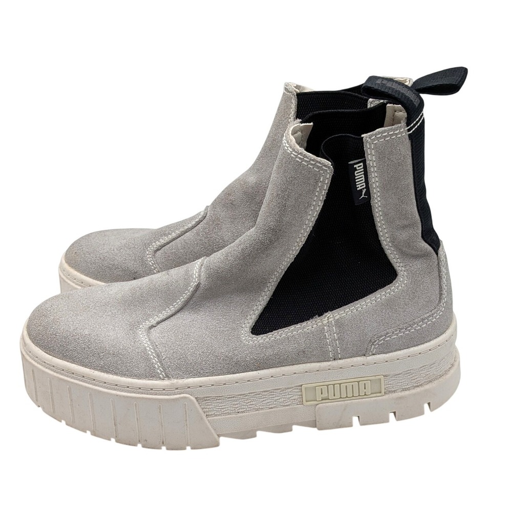 Puma Mayze Chelsea Platform Suede Womens White Casual Boots Size 7